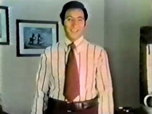 Judd Hirsch argues with himself over polyester slacks (JCPenney, 1972)