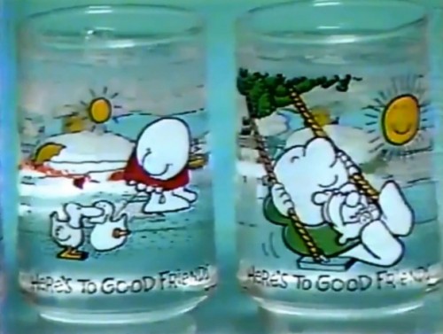 Raise a glass - here's to good friends! (Ziggy character glasses, 1978)