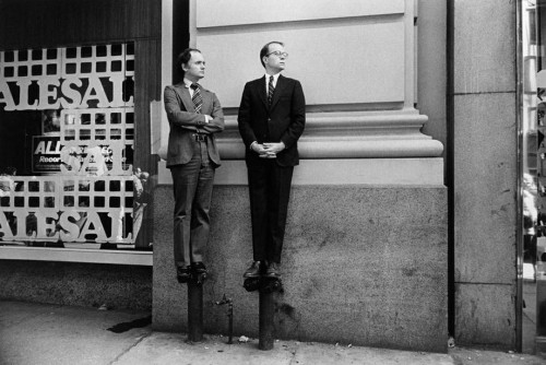 'Two Men on Stand Pipes Watching Parade, 1975. ' (© Paul McDonough. Courtesy Sasha Wolf Gallery, New York City.)