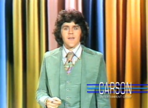 A young Leno dreams of one day changing these curtains. ('The Tonight Show,' 1977)