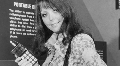 London UK, a model demos a new mobile phone, 1972. (Photo: Getty Images/CNN)