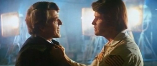 Hal Holbrook and James Brolin argue the merits of the space program ('Capricorn One,' 1978)