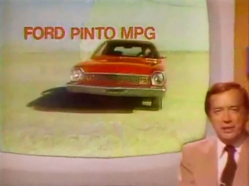 'And now, here's Hugh Downs with the fake news...' (Ford Pinto commercial, 1975)