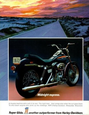 Harley-Davidson Super Glide. ('American Motorcyclist' magazine, Jan. 1972)