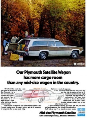 Plymouth Satellite Wagon. ('Popular Science' magazine, Apr. 1973)