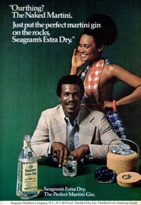 Seagram's Naked Martini. ('Jet' magazine, Feb.20, 1975)