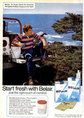 Belair Cigarettes 'Double-Duty Cooler.' ('Popular Mechanics' magazine, July, 1975.)