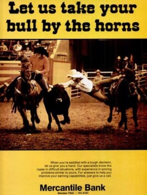 Mercantile Bank 'Bull By The Horns.' ('Texas Monthly' magazine, Jan. 1975)