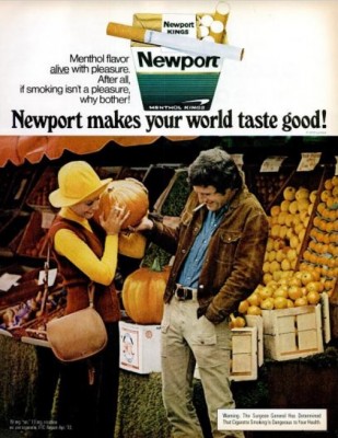 Newport Cigarettes ‘Menthol Pumpkin.' ('LIFE' magazine, Nov. 10, 1972)