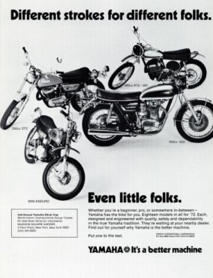 Yamaha 'Little Folks' Motorcycles. ('American Motorcyclist' magazine, Jan. 1972)