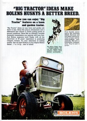 Bolens Husky ‘Big Tractor.’ ('Popular Science' magazine, Apr. 1970)