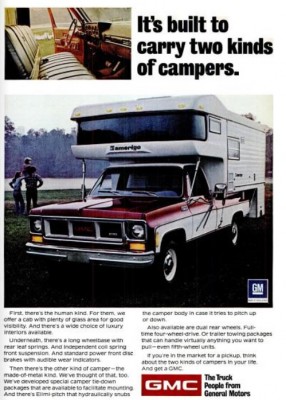 GMC Pick-Up Camper. ('Popular Science' magazine, Apr. 1974)
