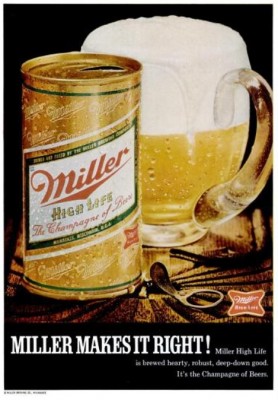 Miller High Life 'Frosty Mug.' ('Popular Science' magazine, Apr. 1970)