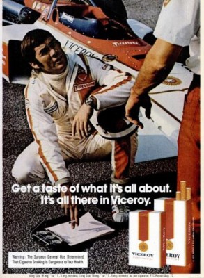 Viceroy Cigarettes 'Race Car.' ('Popular Science' magazine, Apr. 1973)