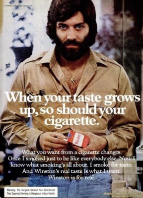 Winston Cigarettes ‘Hairy Gentleman.' ('Popular Mechanics' magazine, Mar. 1977)
