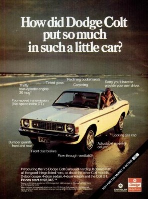 Dodge Colt Carousel Hardtop. ('New York' magazine, April 28, 1975)