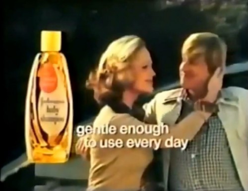 Keeping your 70s locks shiny and clean. (Johnson's Baby Shampoo commercial, 1976)