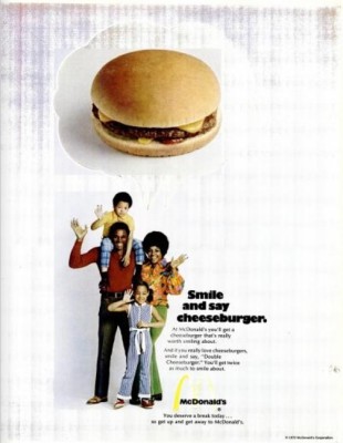 McDonald's 'Cheeseburger Smile.' ('Ebony' magazine, June, 1972) 