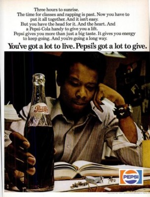 Pepsi ‘Three Hours To Sunrise.' ('Ebony' magazine, June, 1972)