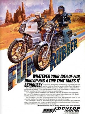 Dunlop 'Fun Rubber.' ('American Motorcyclist' magazine, Jun. 1978)