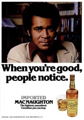 Greg Morris For MacNaughton Whisky. ('Cincinnati' magazine, June, 1977)