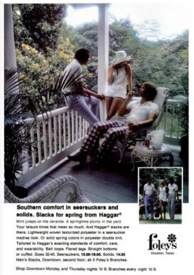 Haggar Seersucker Slacks. ('Texas Monthly' magazine, May, 1974)