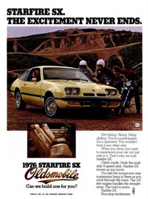 Oldsmobile Starfire SX. ('Flying' magazine, June, 1976)