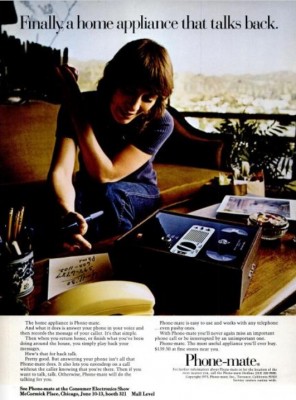 Phone-Mate 'Answering Machine.' ('New York' magazine, June 04, 1973)