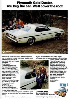 Plymouth Gold Duster. ('Popular Science' magazine, April, 1974)