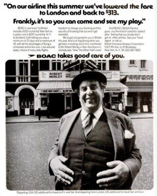 Robert Morley For BOAC. ('LIFE' magazine, June 09, 1972)