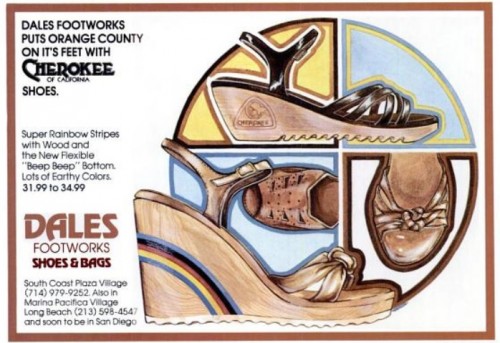 Cherokee Rainbow Sandals. ('Orange Coast' magazine, August, 1978)