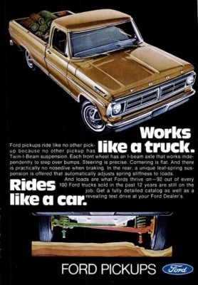 Ford Pickup 'Rides Like A Car.' ('Popular Mechanics' magazine, July, 1972)