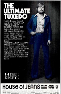 Blue Jeans Tuxedo. ('Texas Monthly' magazine, August, 1974)