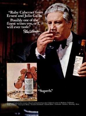 Peter Ustinov For Gallo Cabernet. ('New York' magazine, July 21, 1975)