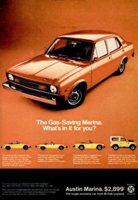 British Leyland’s Austin Marina. ('Popular Mechanics' magazine, August, 1974)
