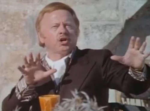 Yes, that's Mickey Rooney. I spared you the image of the man in his briefs. ('Pulp,' 1972)