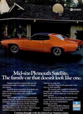 Plymouth Satellite ‘Family Car.' ('Ebony' magazine, June, 1972)