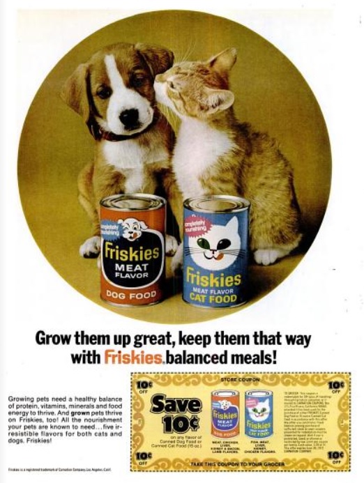 Friskies ‘Kissing Pets.' ('LIFE' magazine, September 24, 1971)