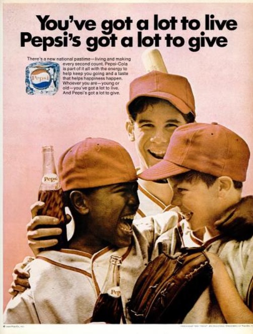 Pepsi ‘Baseball Kids.' ('Ebony' magazine, September, 1970)