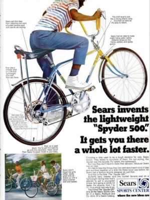 Sears ‘Spyder 500’ Kid’s Bike. ('Ebony' magazine, September, 1970)