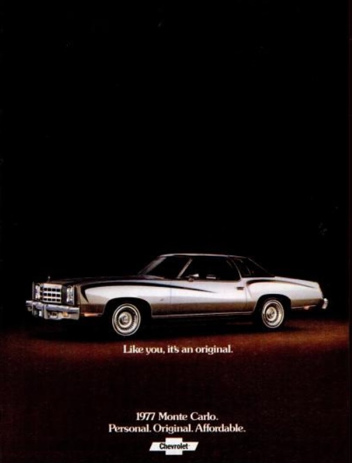 ’77 Chevy Monte Carlo. ('Jet' magazine, October 07, 1976)
