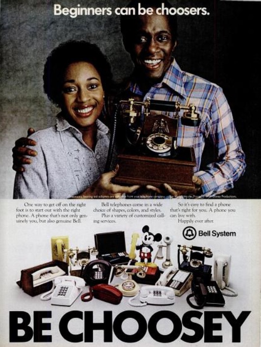 Bell System Telephone ‘Choosey Beginners.' ('Ebony' magazine, October, 1978)