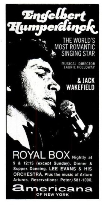 Engelbert Humperdinck, ‘World’s Most Romantic.' ('New York' magazine, October 12, 1970)