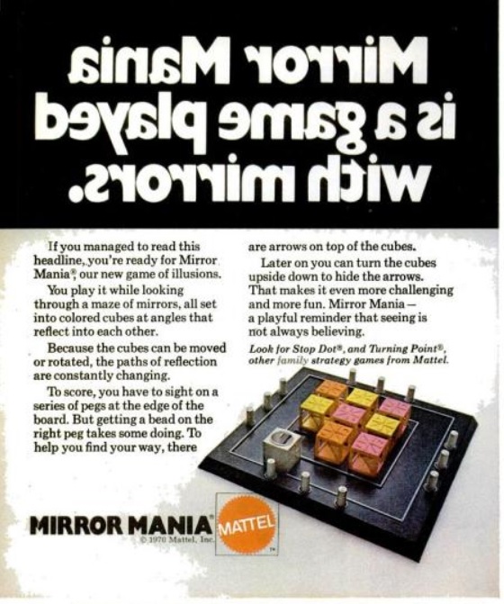 Mattel’s Mirror Mania Board Game. ('LIFE' magazine, October 16, 1970)