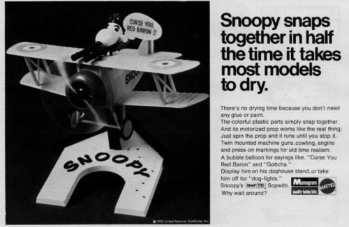 Mattel – Snoopy’s ‘Snap-Tite’ Sopwith. ('Boy's Life' magazine, October, 1970)
