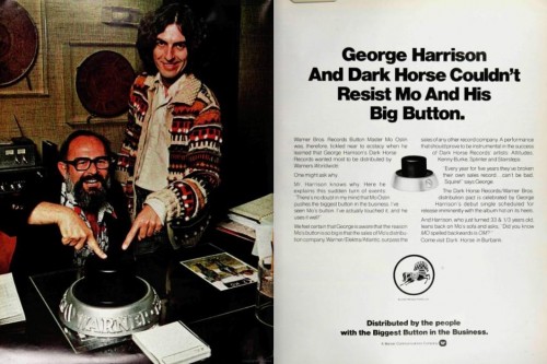 George Harrison And The ‘Big Button.' ('Billboard' magazine, November 13, 1976)