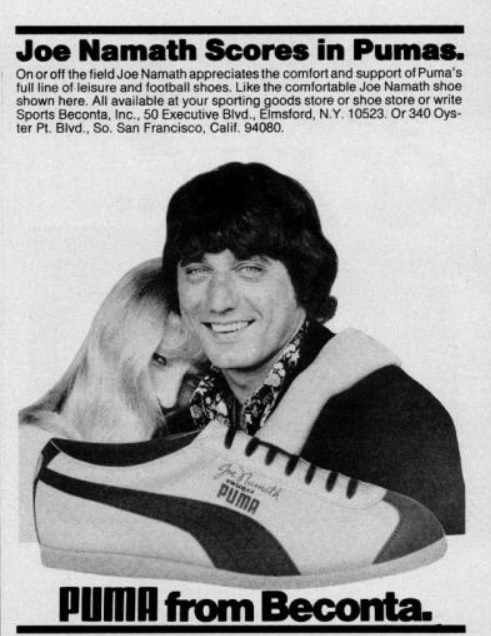 Joe Namath For Puma. ('Boy's Life' magazine, November, 1973)