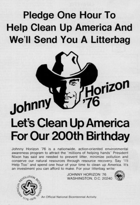 Johnny Horizon, ‘Let’s Clean Up America.’ ('Boy's Life' magazine, November, 1973)