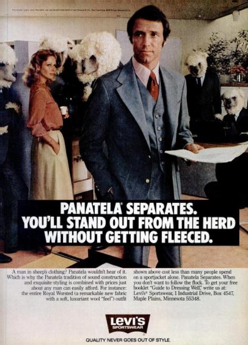 Levi’s Sportswear Panatela Separates. ('Popular Mechanics, November, 1978)