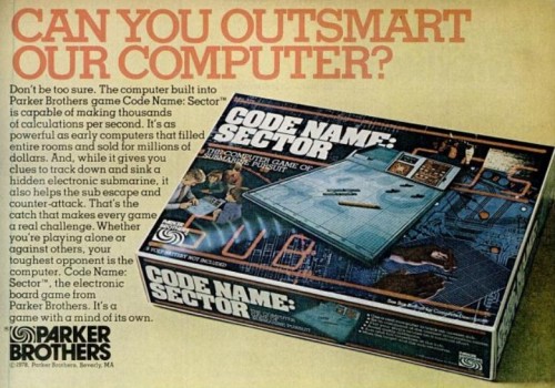 Parker Brothers Code Name: Sector Electronic Board Game. ('Popular Mechanics' magazine, November, 1978)